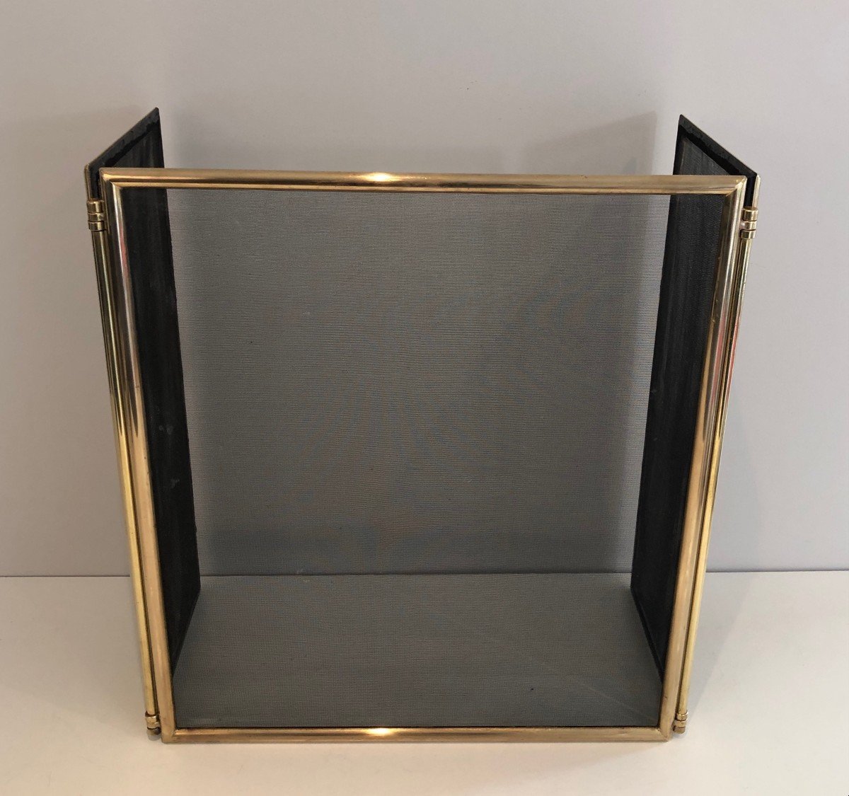 Brass And Grilling Folding Fire Place Screen. French. Circa 1970-photo-3