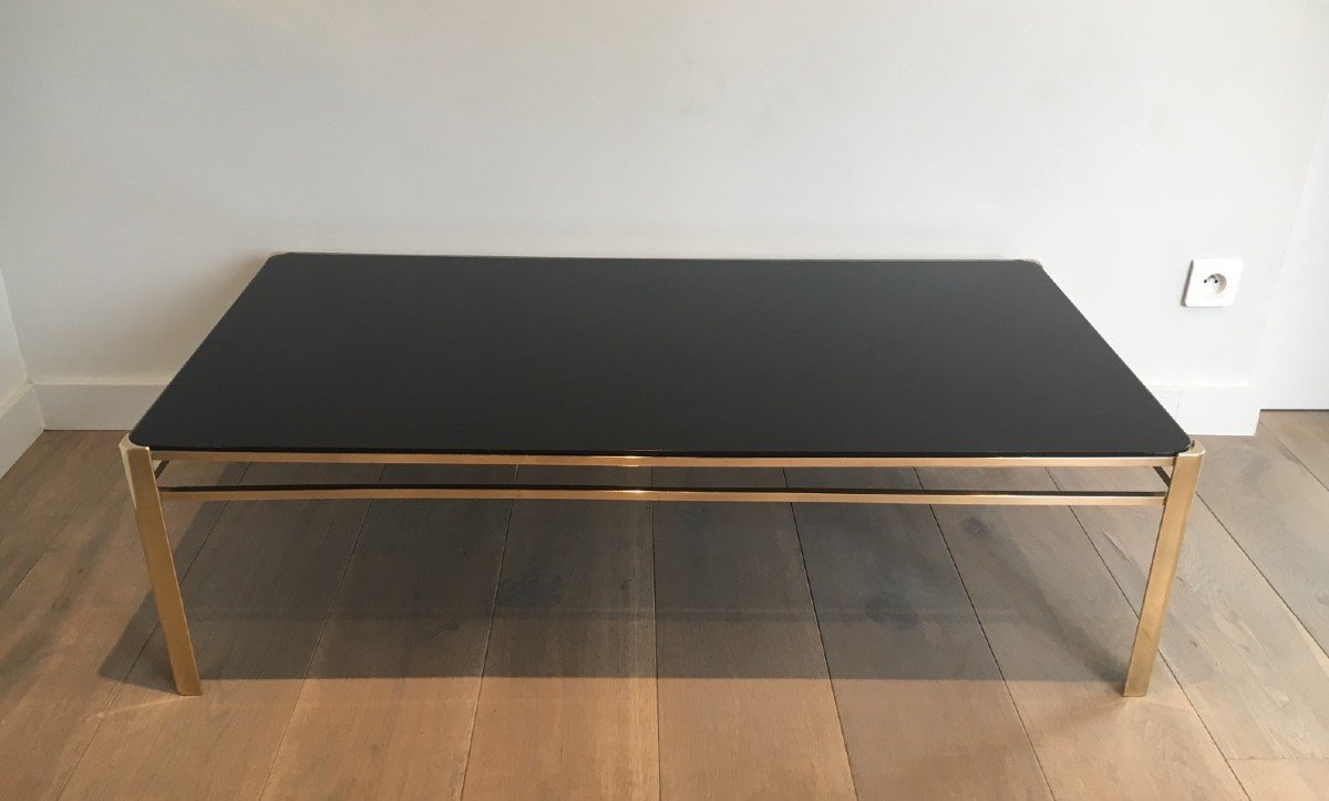 Attributed To Jacques Quinet. Bronze And Brass Coffee Table. Signed And Numbered. Circa 1970-photo-2