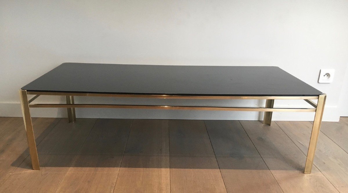 Attributed To Jacques Quinet. Bronze And Brass Coffee Table. Signed And Numbered. Circa 1970-photo-1