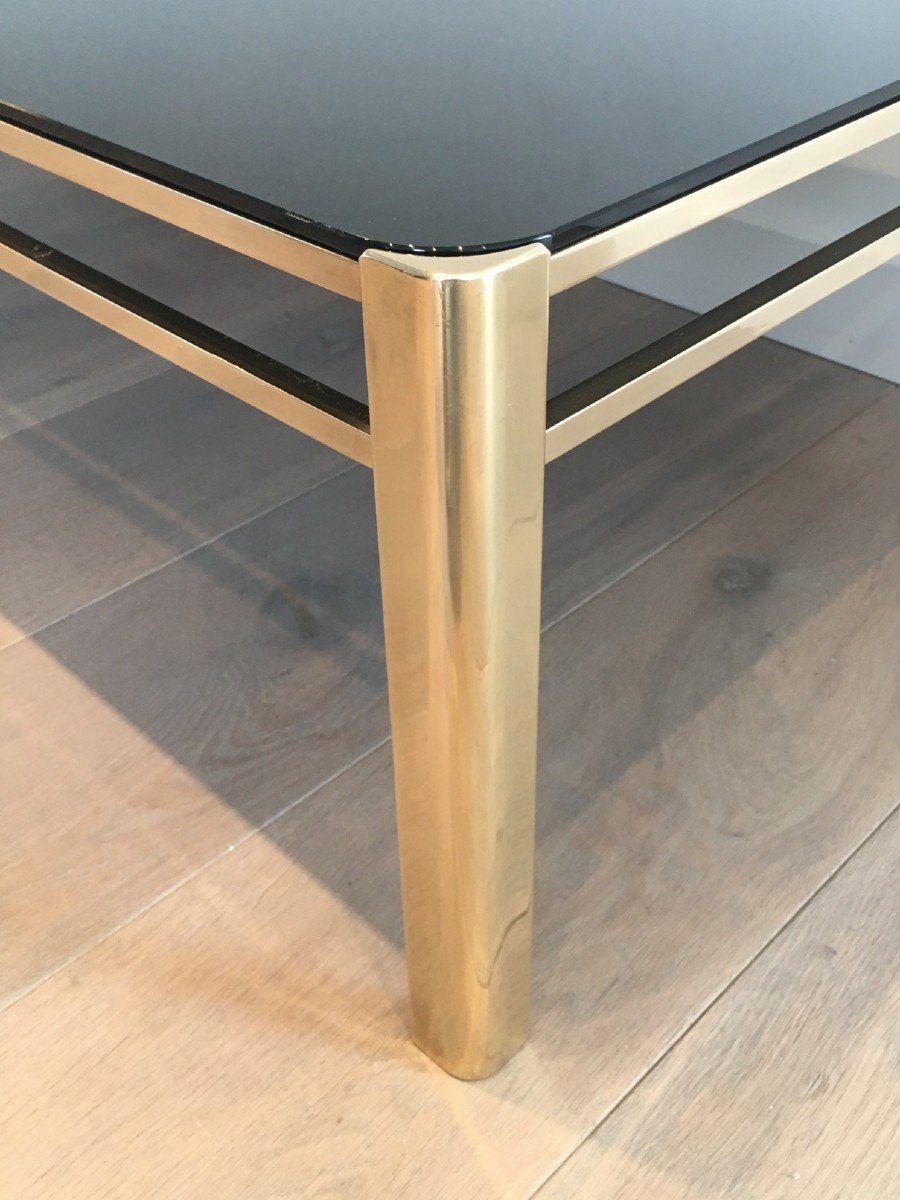 Attribué à Jacques Quinet. Table Basse En Bronze Et Laiton. Signée Et Numérotée. Vers 1970-photo-4