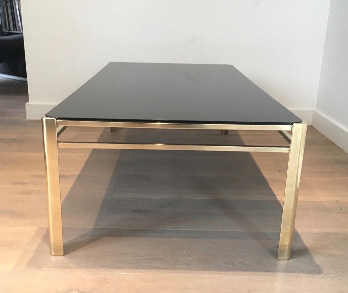 Attribué à Jacques Quinet. Table Basse En Bronze Et Laiton. Signée Et Numérotée. Vers 1970-photo-6