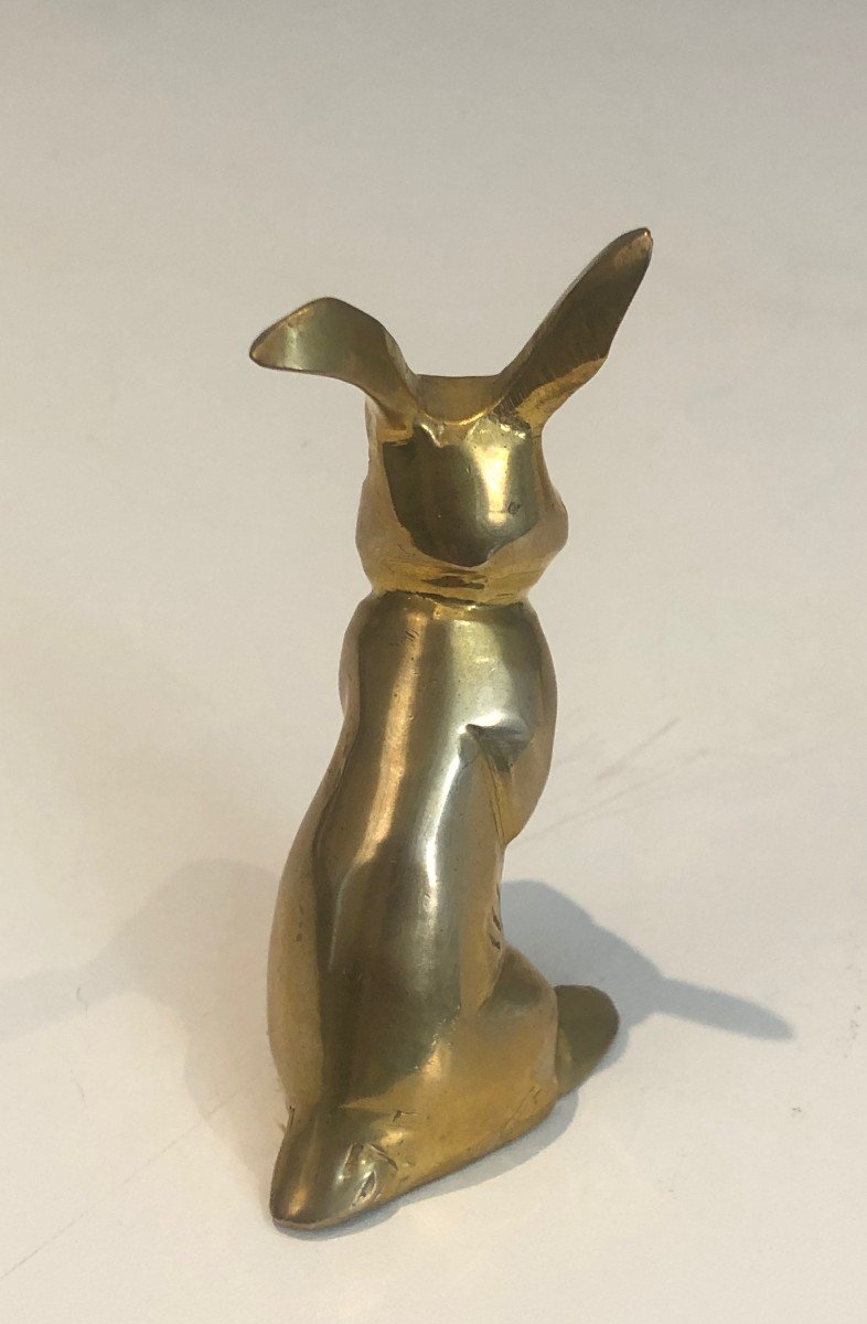 Petite Sculpture En Laiton Représentant Un Lapin. Travail Français. Vers 1970-photo-1