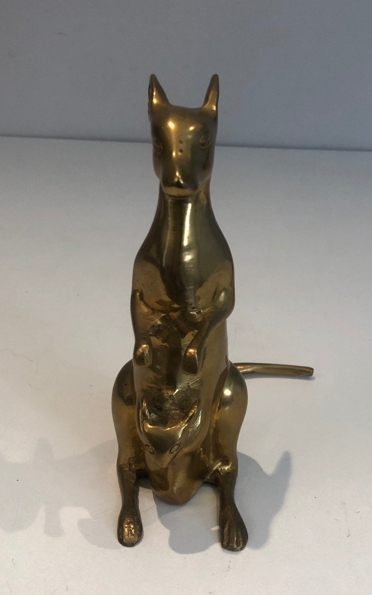 Small Brass Kangaroo Sculpture. French. Circa 1970-photo-2