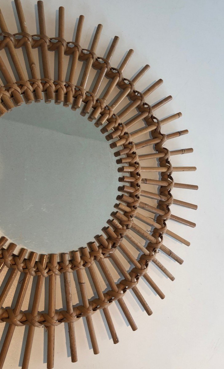 Petit Miroir En Rotin. Travail Français. Vers 1970-photo-6
