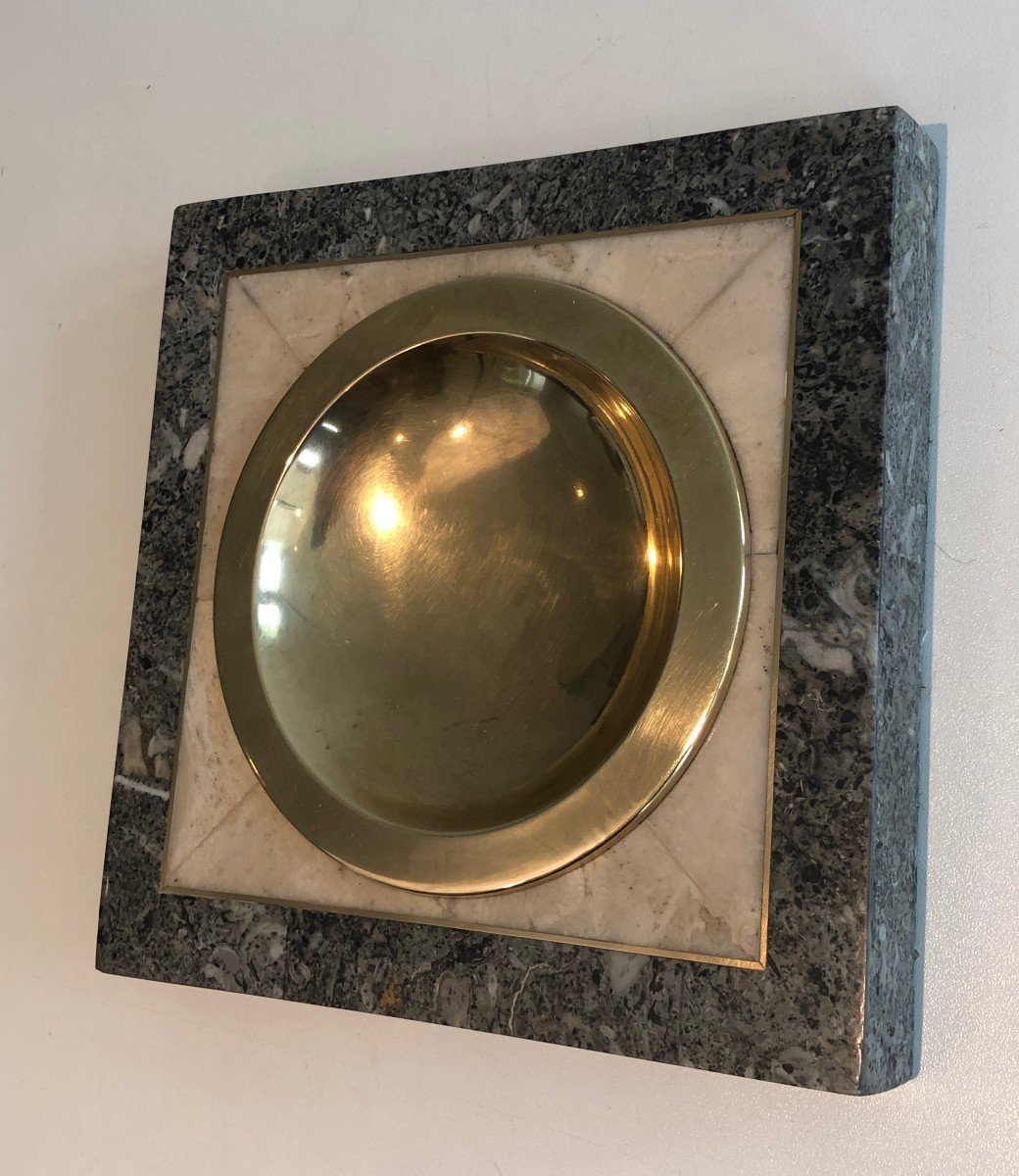 Neoclassical Style Faux-marble And Brass Vide-poche. French. Circa 1970-photo-3