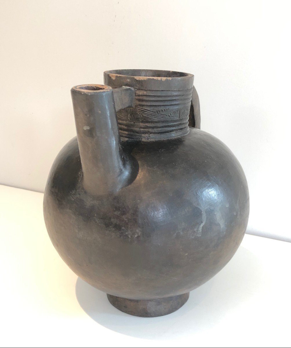 Glazed Terracotta Vase. Circa 1950-photo-5