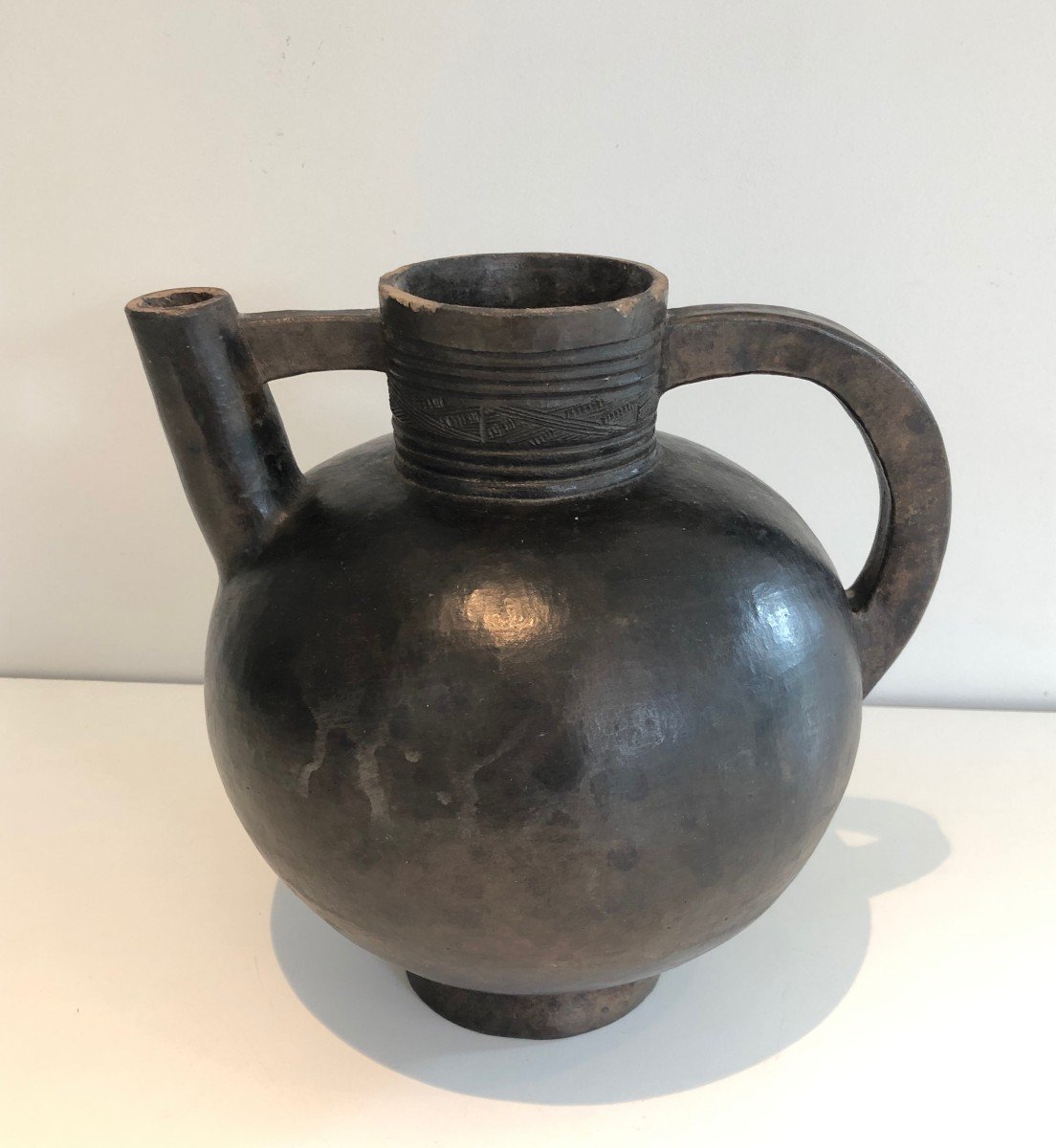 Glazed Terracotta Vase. Circa 1950-photo-7