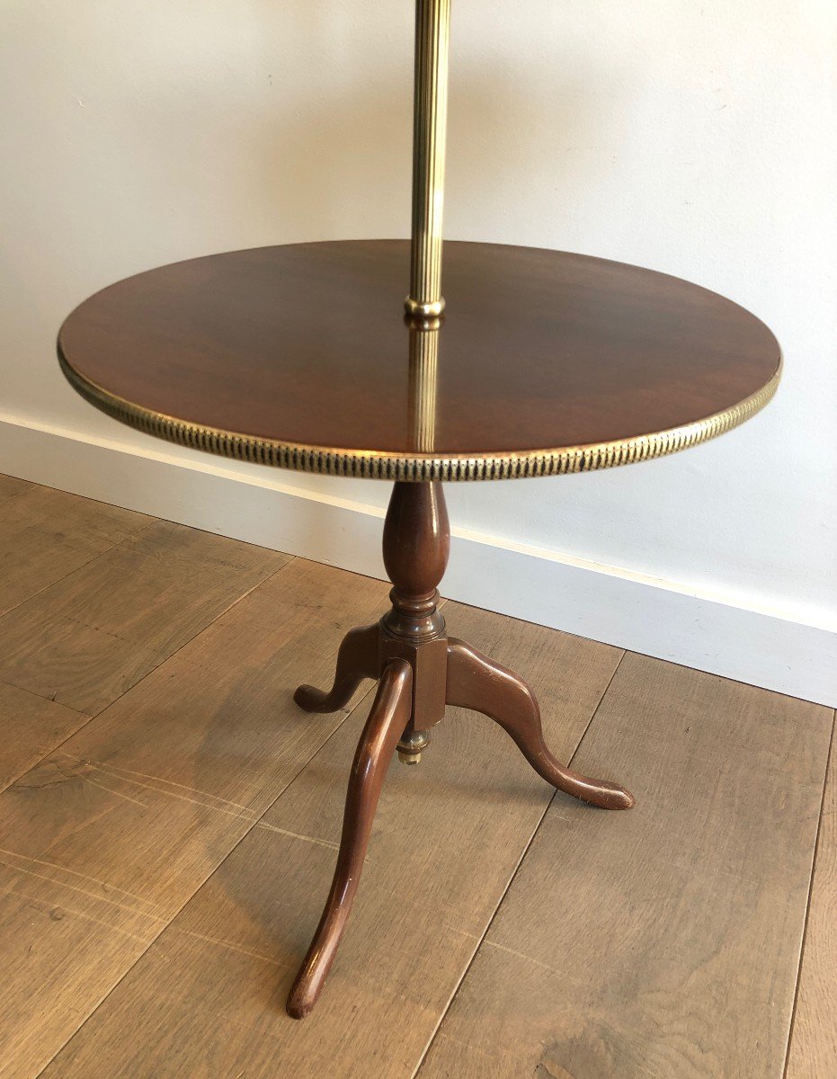 Neoclassical Style 3 Tiers Mahogany And Brass Round Table. French. Circa 1940-photo-3