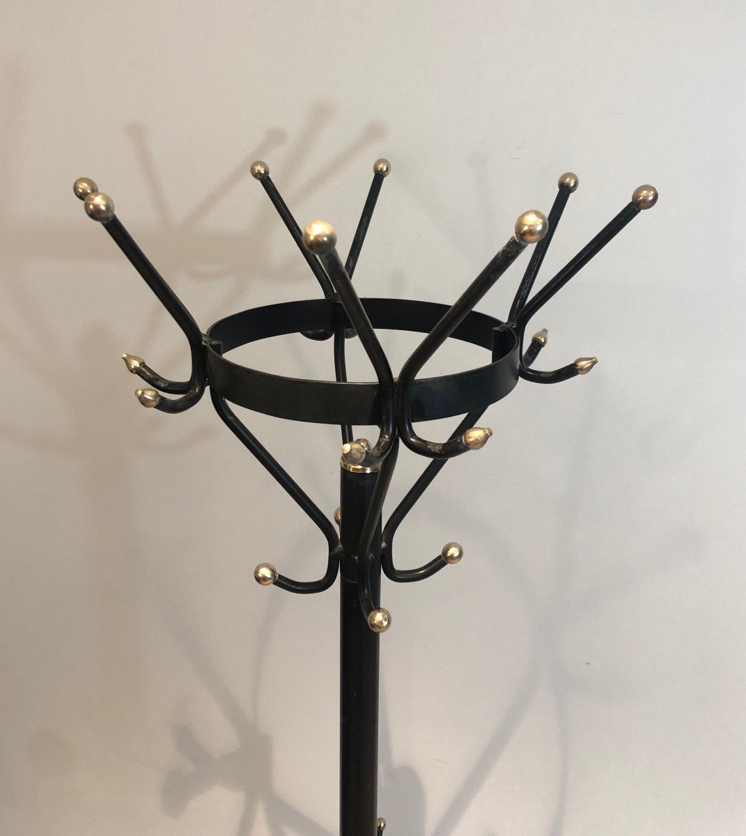 Black Lacquered And Brass Coat Hanger. French. Circa 1950-photo-1