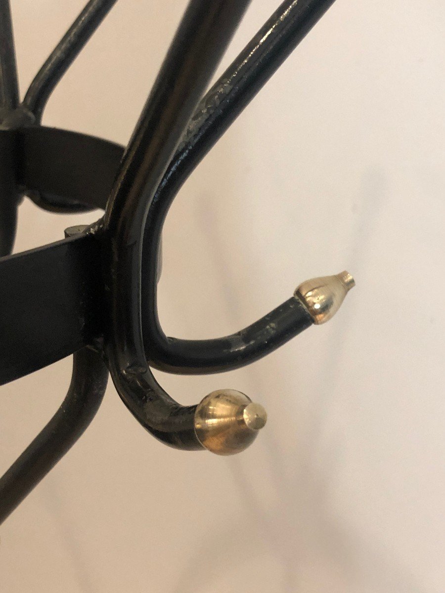 Black Lacquered And Brass Coat Hanger. French. Circa 1950-photo-4