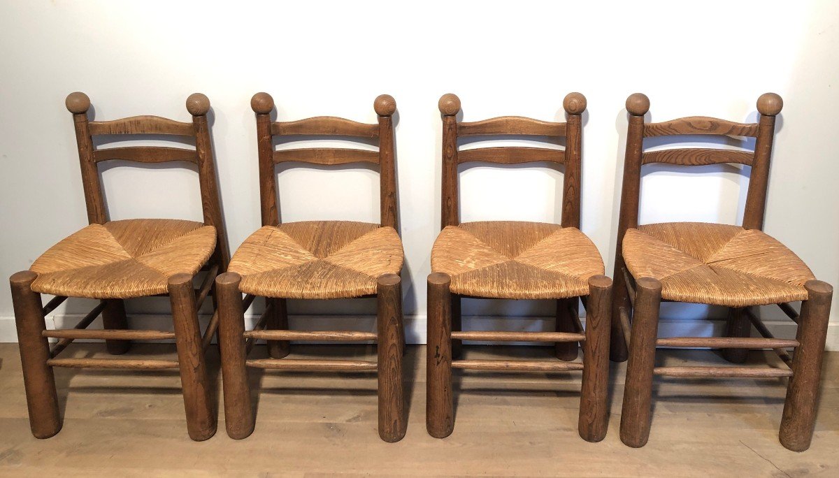 Suite De 4 Chaises De Charles Dudouyt. Travail Français. Vers 1960-photo-2