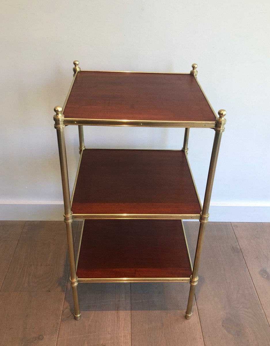 Three Shelves Mahogany And Brass Side Table. Bt Famous French Designer Maison Jansen. 1940's-photo-2