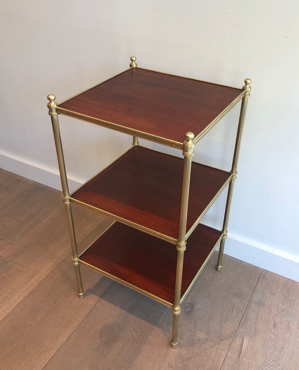 Three Shelves Mahogany And Brass Side Table. Bt Famous French Designer Maison Jansen. 1940's-photo-3