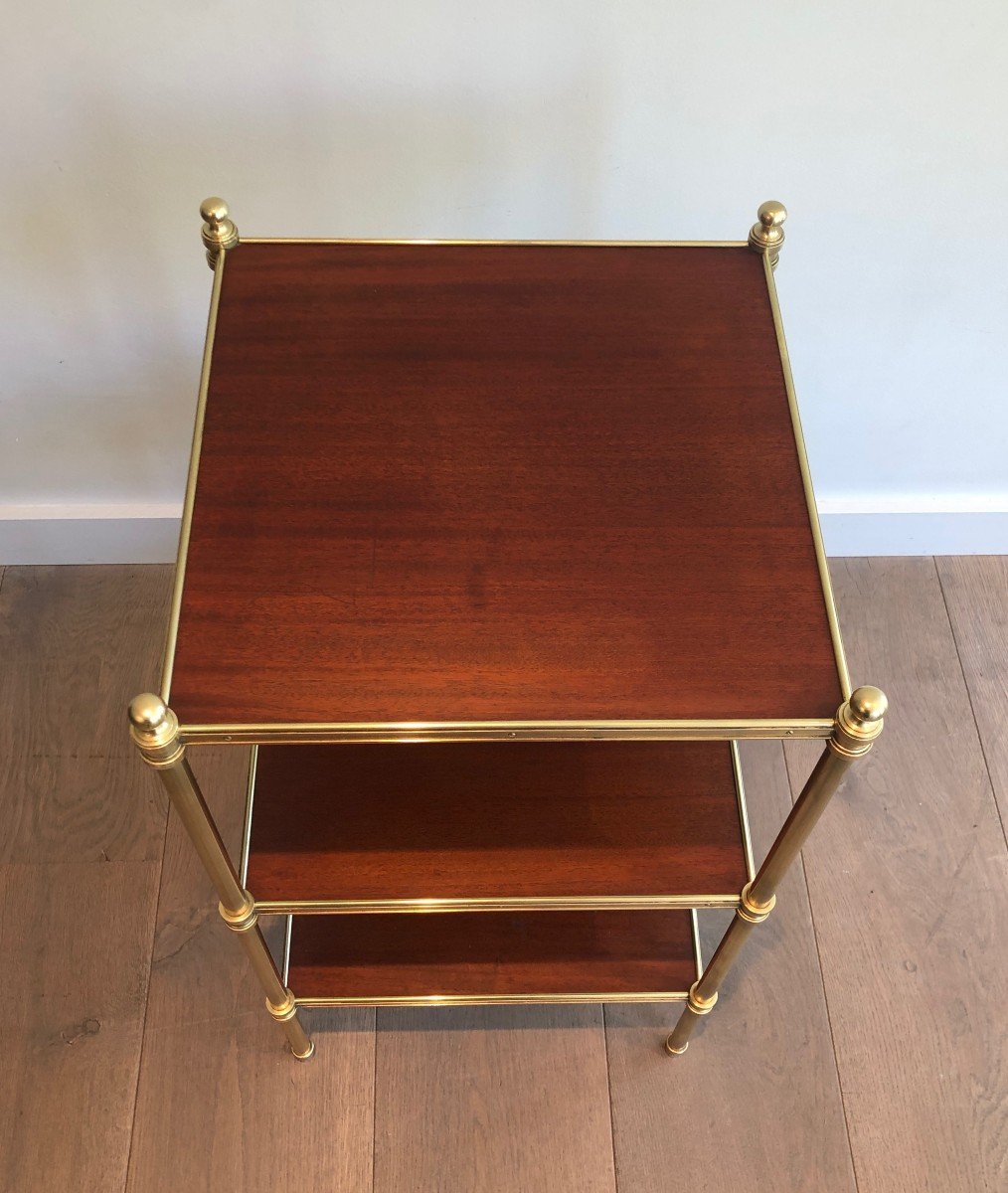 Three Shelves Mahogany And Brass Side Table. Bt Famous French Designer Maison Jansen. 1940's-photo-4