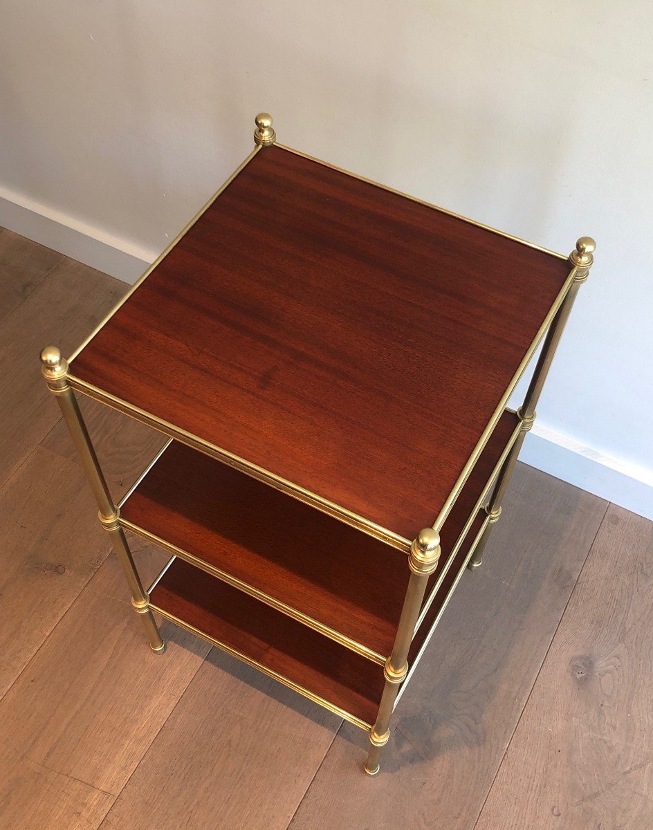 Three Shelves Mahogany And Brass Side Table. Bt Famous French Designer Maison Jansen. 1940's-photo-1