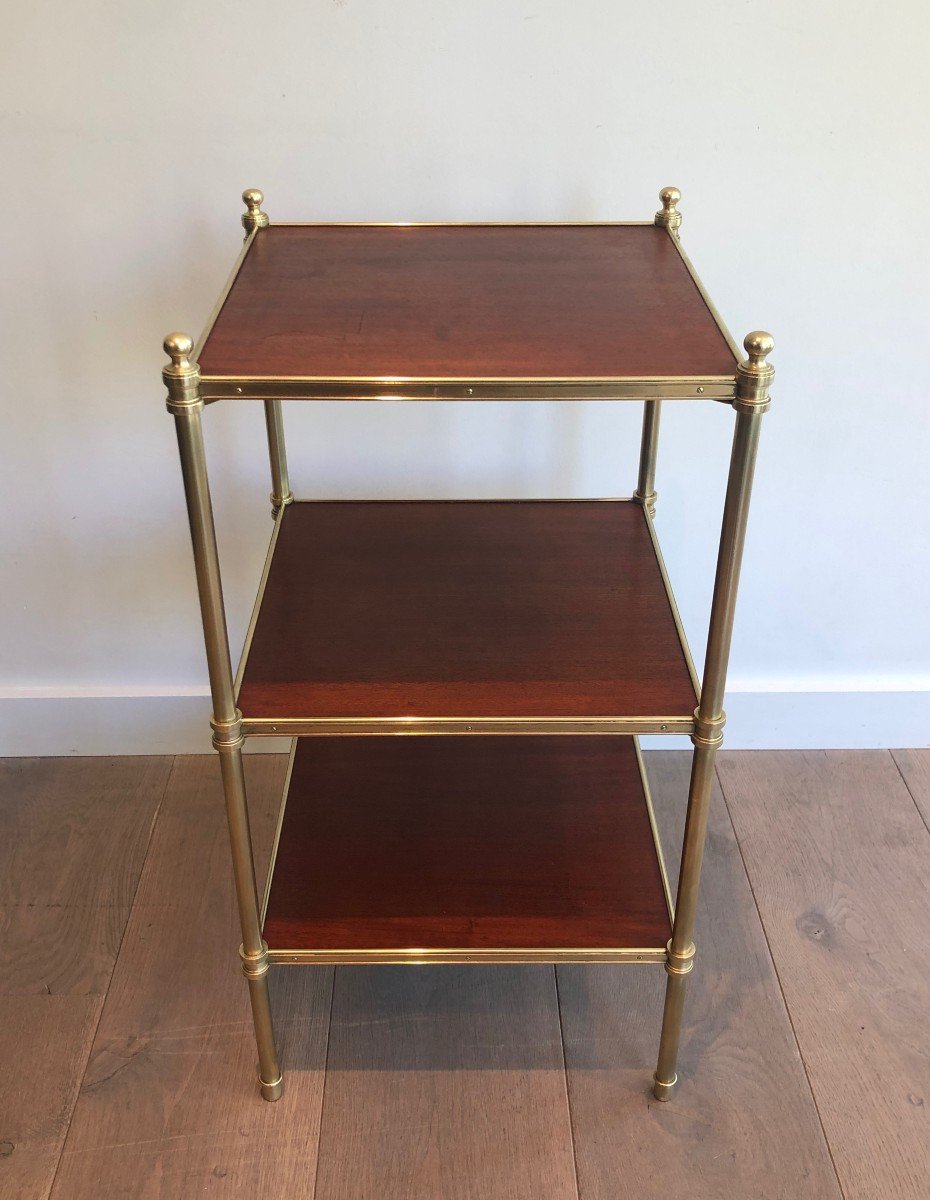 Three Shelves Mahogany And Brass Side Table. Bt Famous French Designer Maison Jansen. 1940's-photo-8