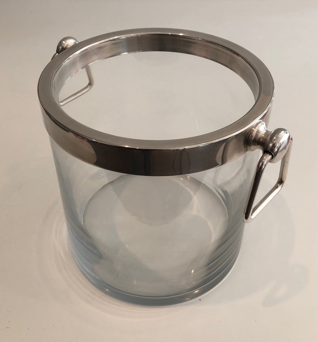 Silver Plated And Glass Champagne Bucket. French. Circa 1970-photo-1