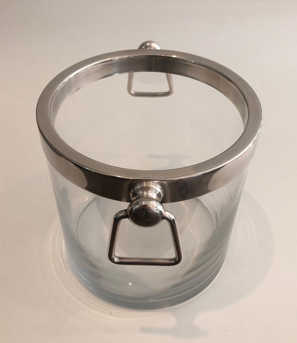 Silver Plated And Glass Champagne Bucket. French. Circa 1970-photo-5