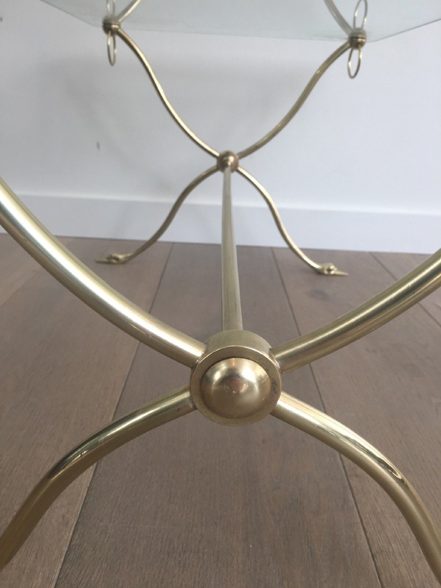 Swan Heads Brass And Glass Coffee Table. French Work By Maison Jansen. Circa 1940-photo-4