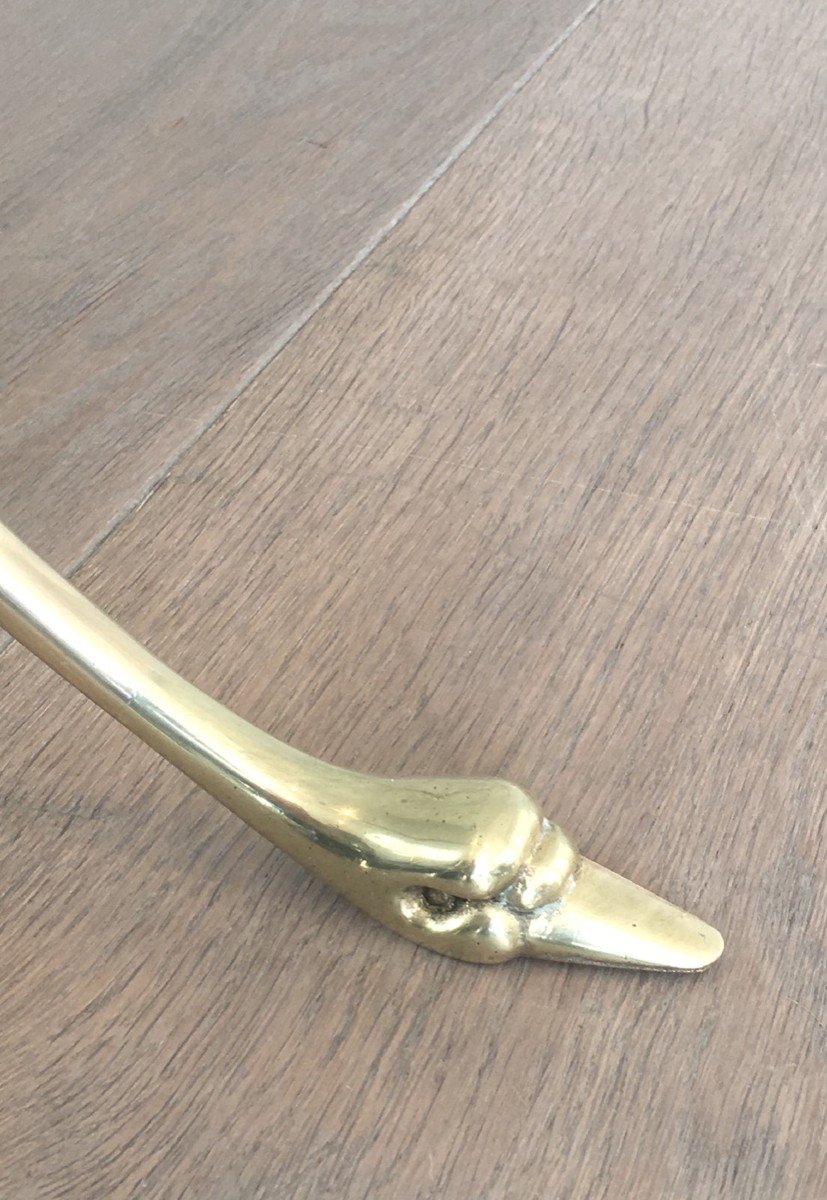 Swan Heads Brass And Glass Coffee Table. French Work By Maison Jansen. Circa 1940-photo-5