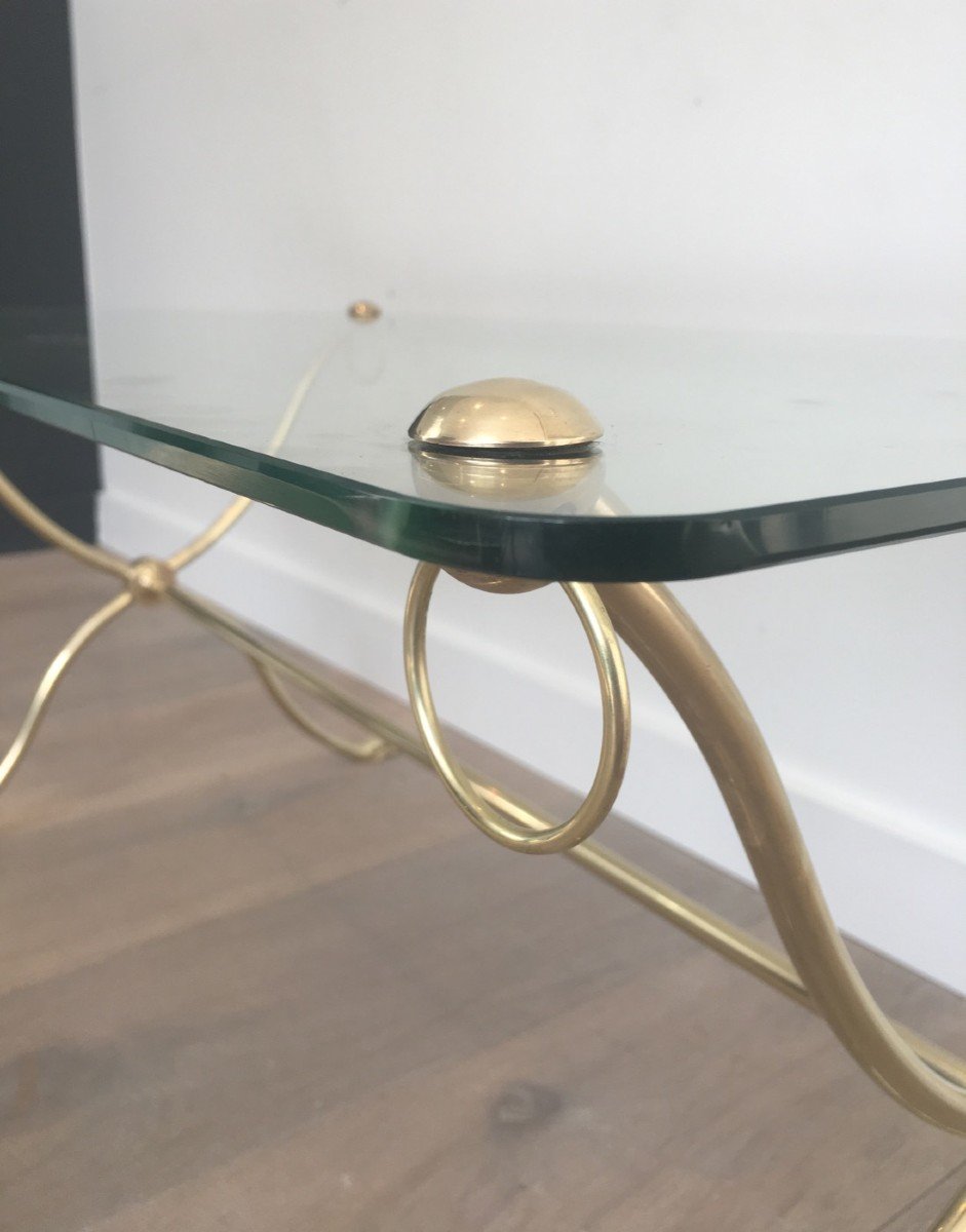 Swan Heads Brass And Glass Coffee Table. French Work By Maison Jansen. Circa 1940-photo-7
