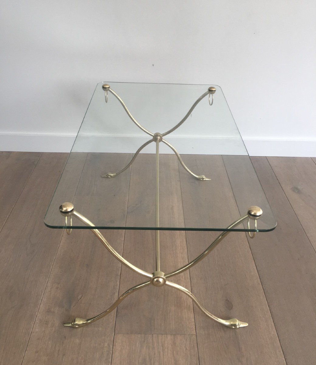 Swan Heads Brass And Glass Coffee Table. French Work By Maison Jansen. Circa 1940-photo-8