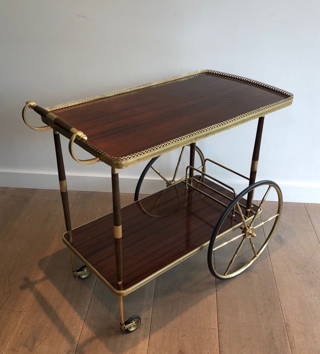 Mahogany And Brass Drinks Trolley. French Work In The Style Of Maison Jansen. Circa 1940-photo-2
