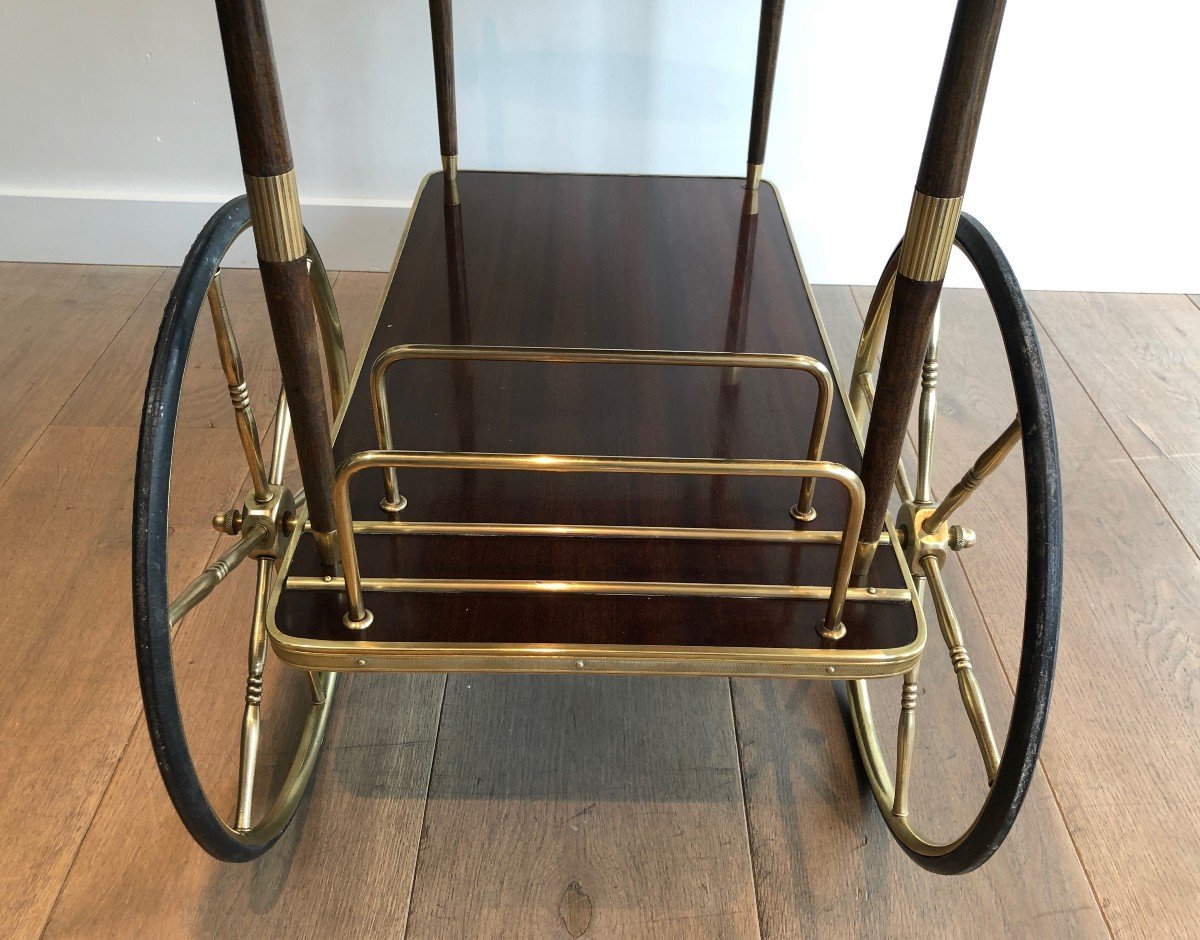 Mahogany And Brass Drinks Trolley. French Work In The Style Of Maison Jansen. Circa 1940-photo-6