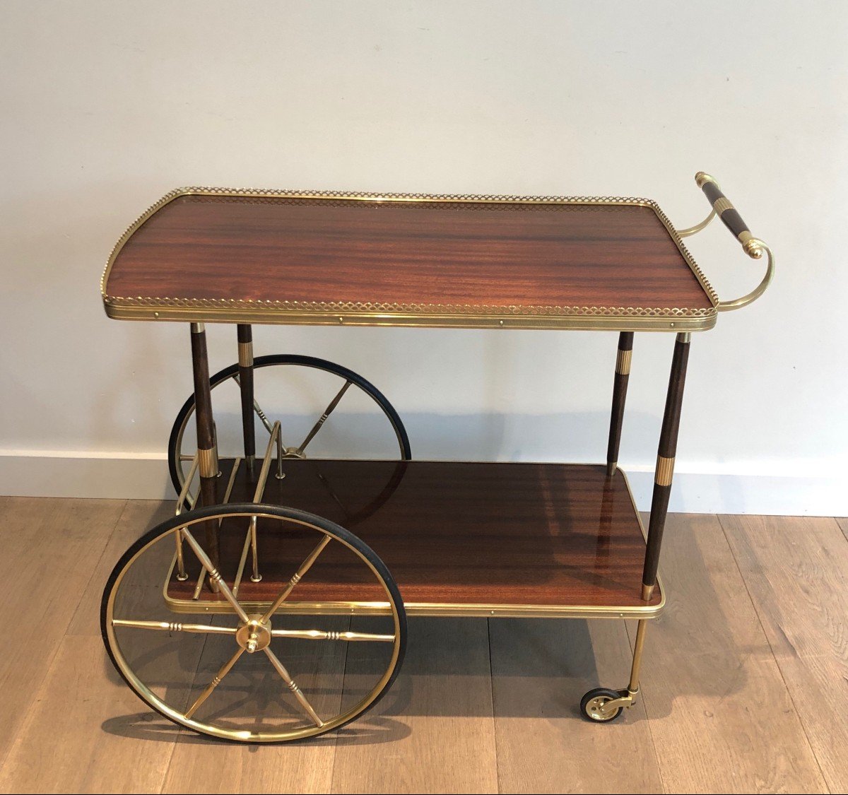 Mahogany And Brass Drinks Trolley. French Work In The Style Of Maison Jansen. Circa 1940-photo-8