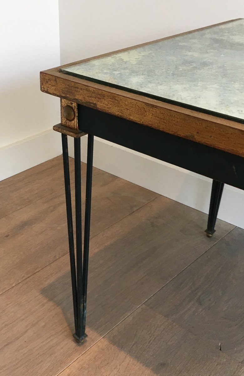 Painted And Gilt Steel Coffee Table. French Work In The Style Of Jacques Quinet. Circa 1940-photo-2