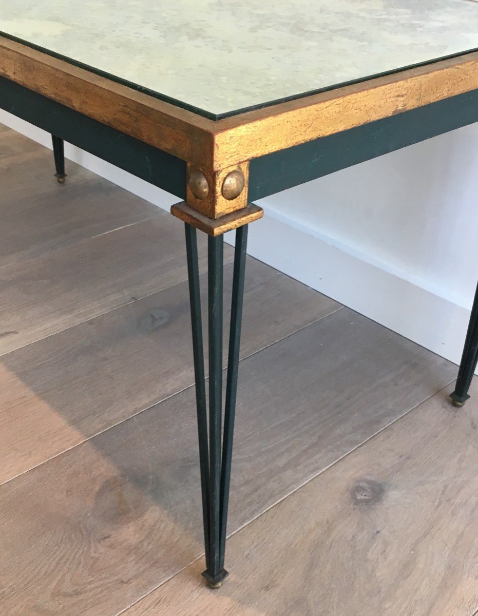 Painted And Gilt Steel Coffee Table. French Work In The Style Of Jacques Quinet. Circa 1940-photo-3