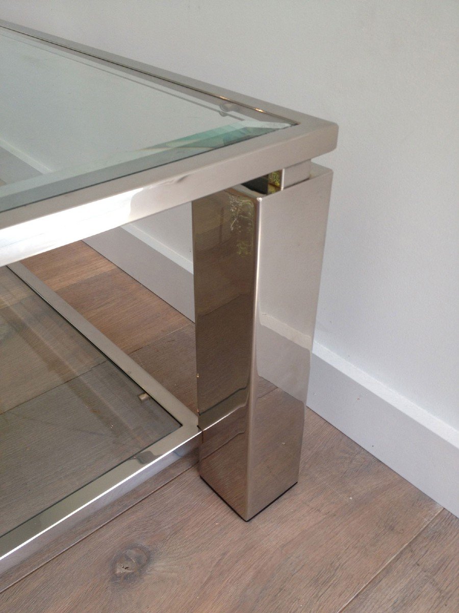 Modernist Chrome Coffee Table. French. Circa 1970-photo-5