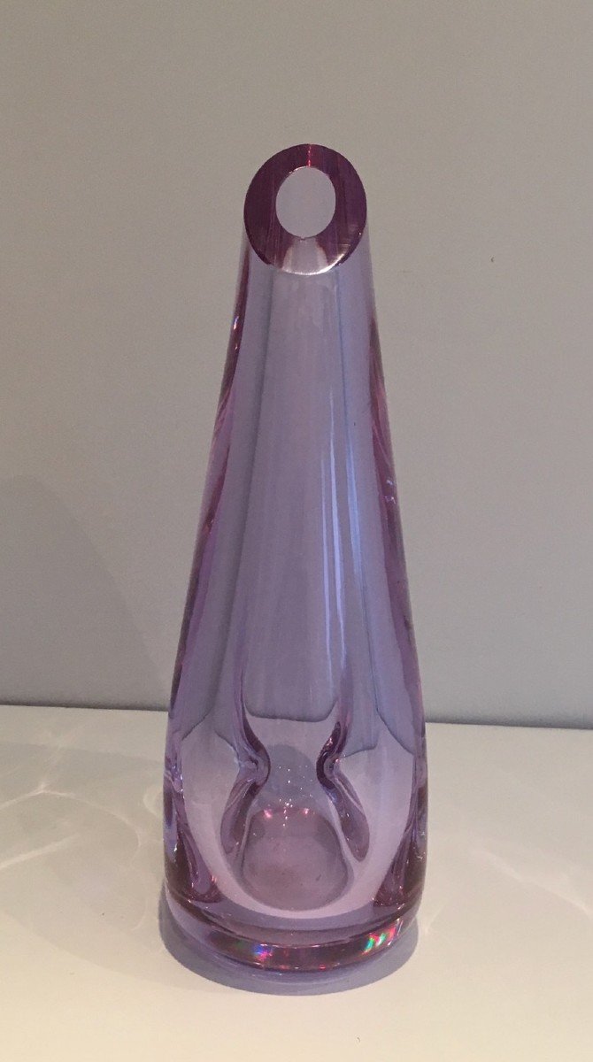 Glass Purplish-colored Pear-shaped Vase. French Work. Circa 1970-photo-2