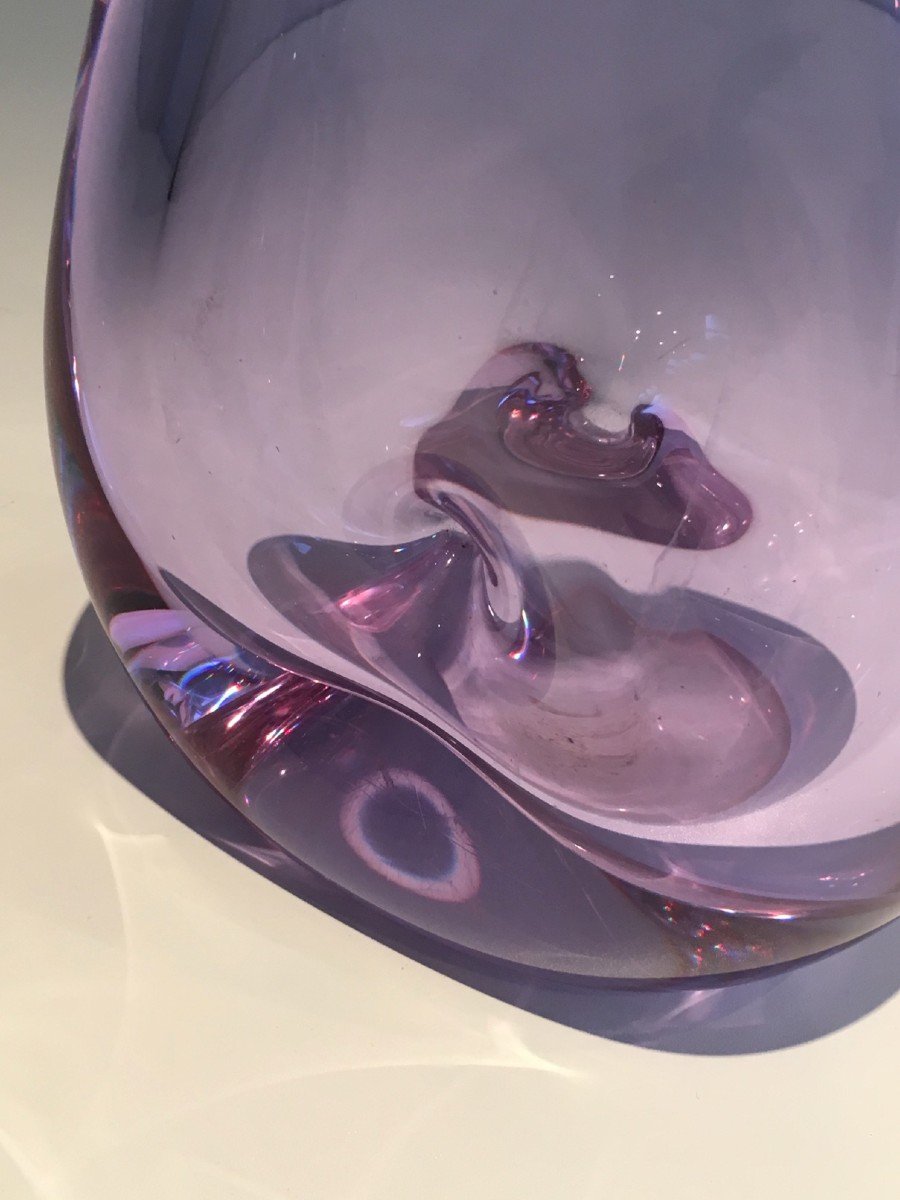 Vase En Verre Piriforme De Couleur Violacée. Travail Français. Vers 1970-photo-4