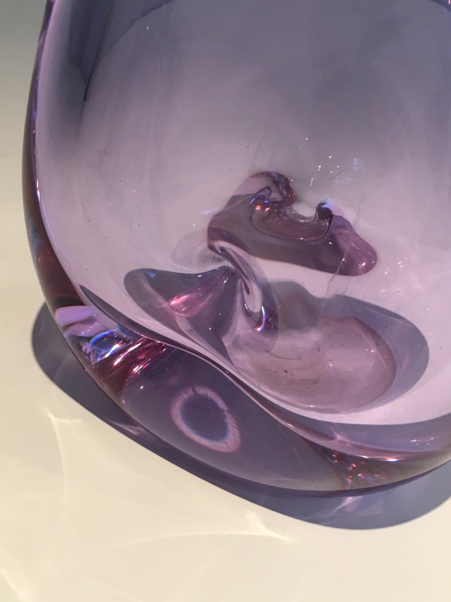 Glass Purplish-colored Pear-shaped Vase. French Work. Circa 1970-photo-4