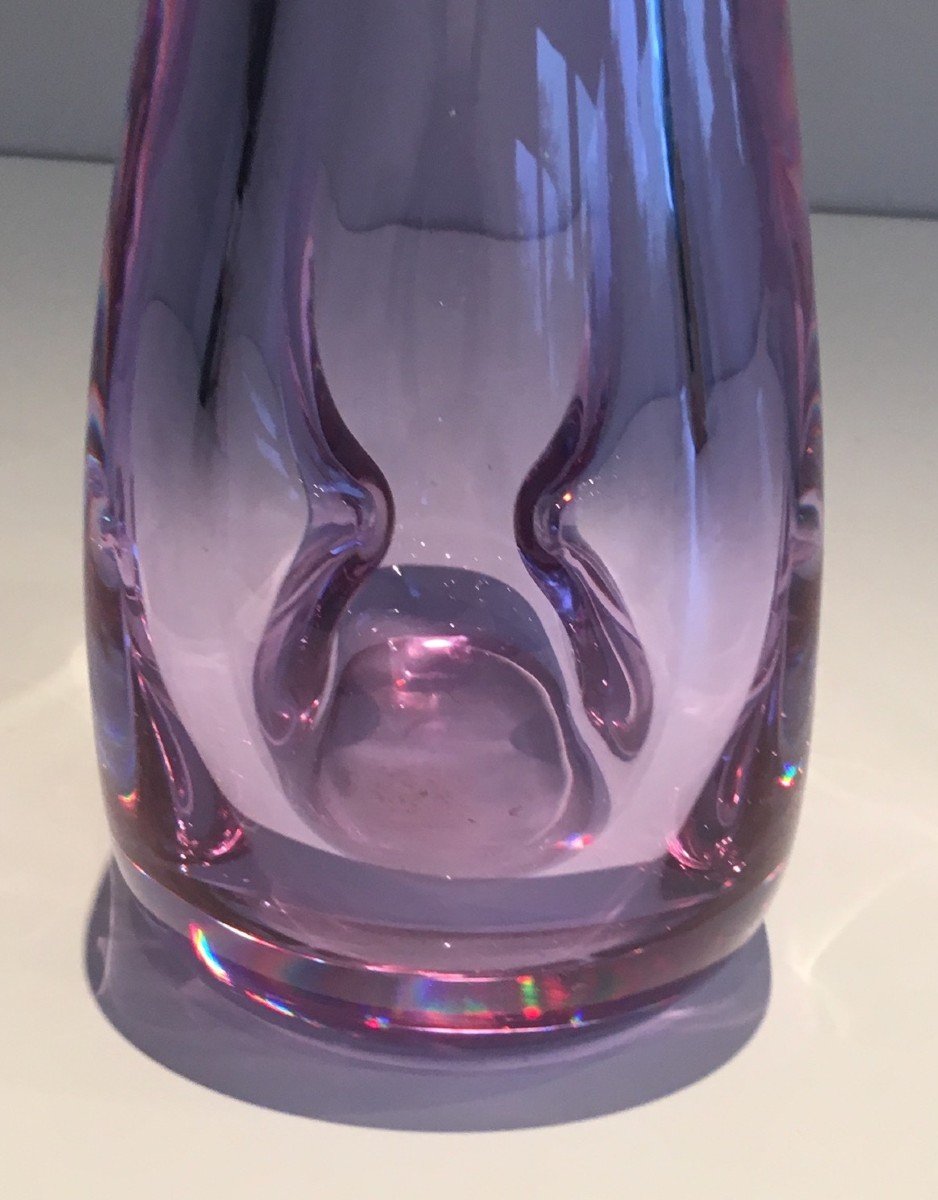 Glass Purplish-colored Pear-shaped Vase. French Work. Circa 1970-photo-2