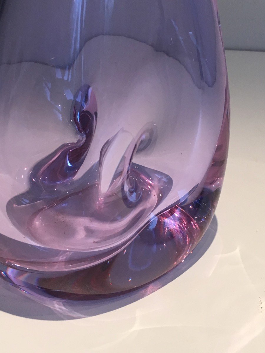 Glass Purplish-colored Pear-shaped Vase. French Work. Circa 1970-photo-4