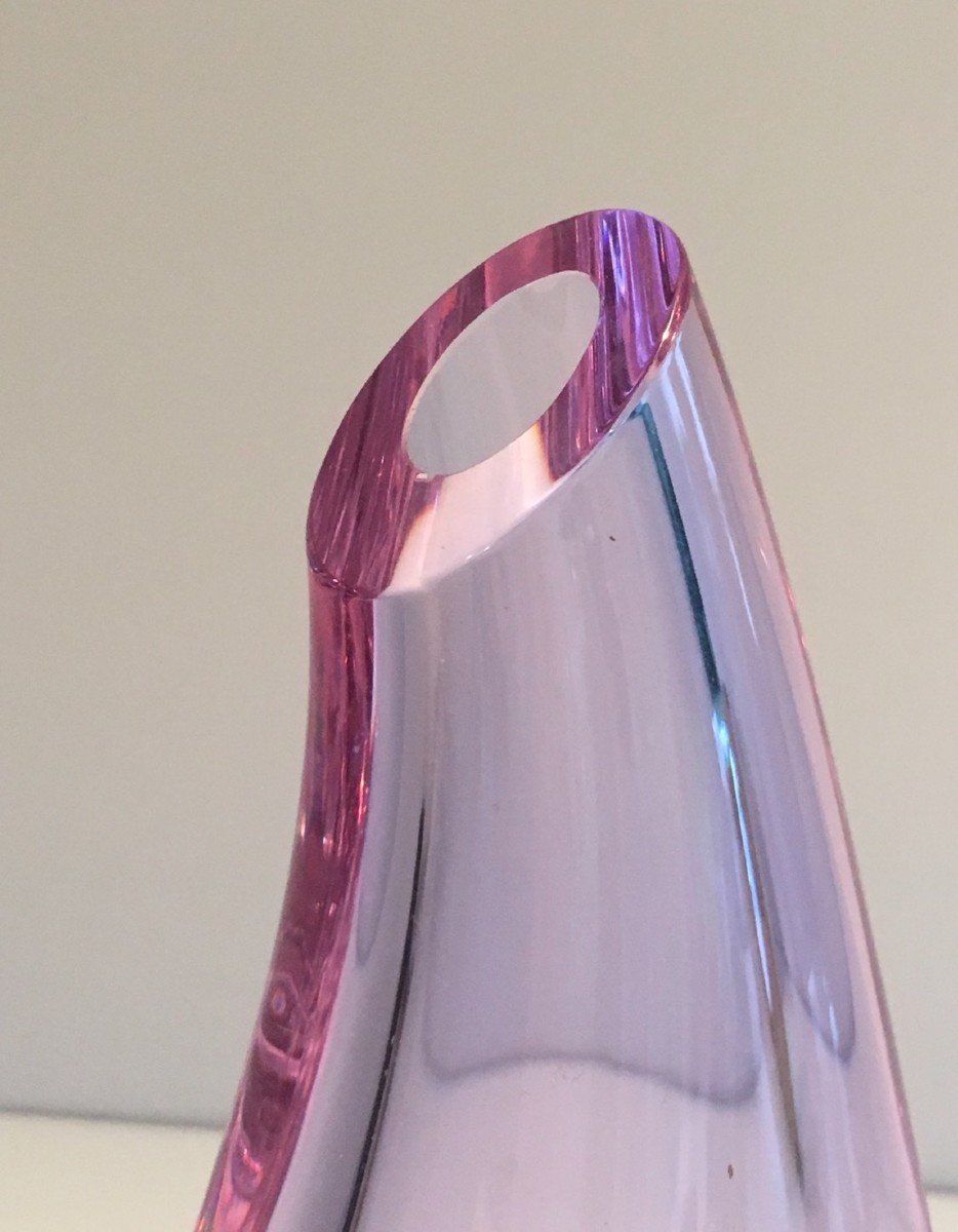 Glass Purplish-colored Pear-shaped Vase. French Work. Circa 1970-photo-5