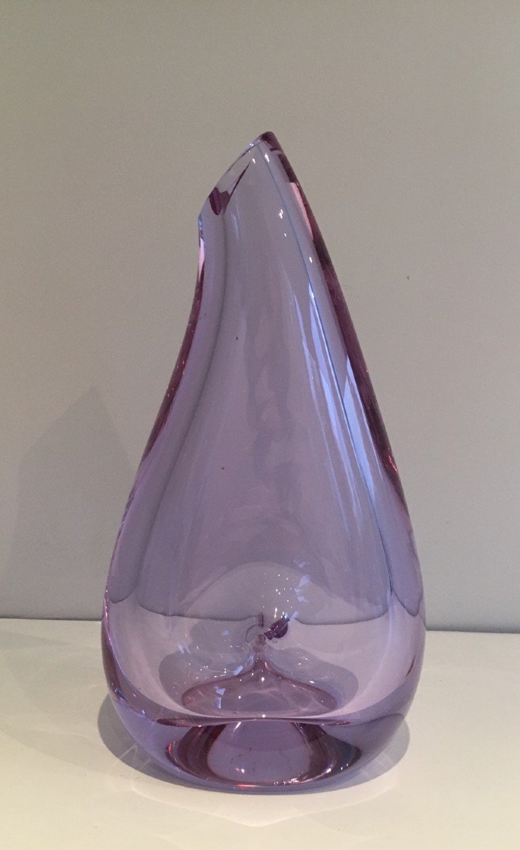 Glass Purplish-colored Pear-shaped Vase. French Work. Circa 1970-photo-6