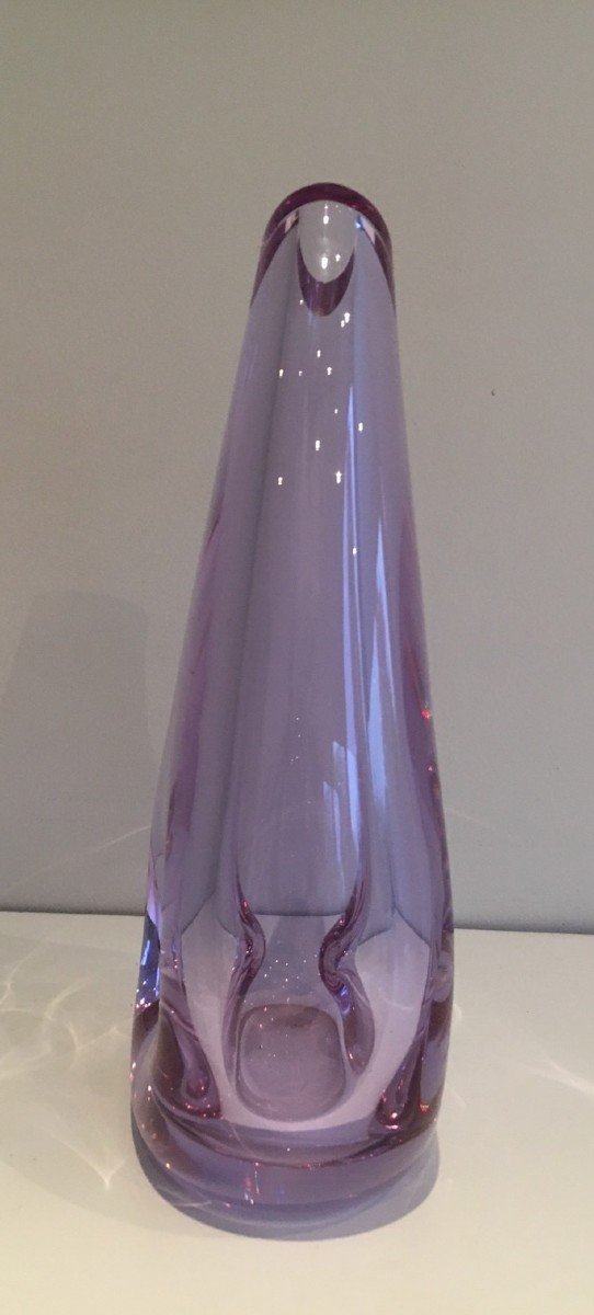 Glass Purplish-colored Pear-shaped Vase. French Work. Circa 1970-photo-7