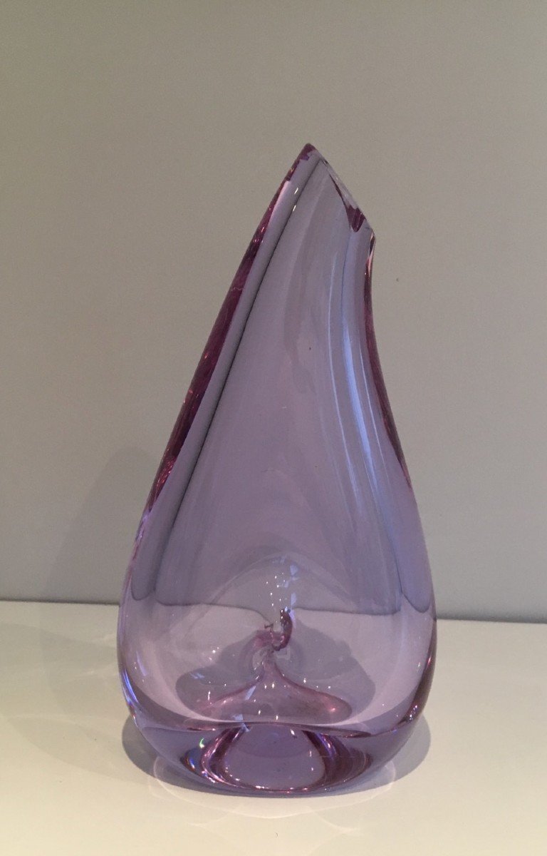 Glass Purplish-colored Pear-shaped Vase. French Work. Circa 1970-photo-8