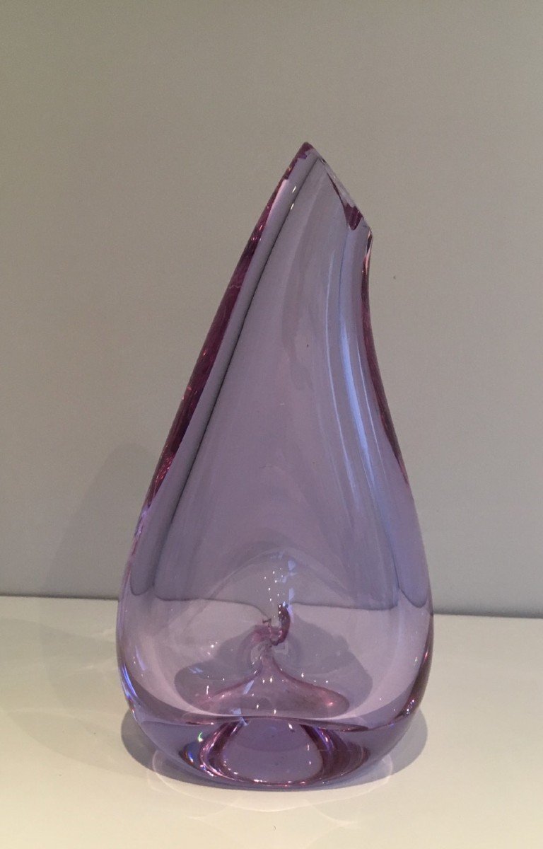 Vase En Verre Piriforme De Couleur Violacée. Travail Français. Vers 1970-photo-8