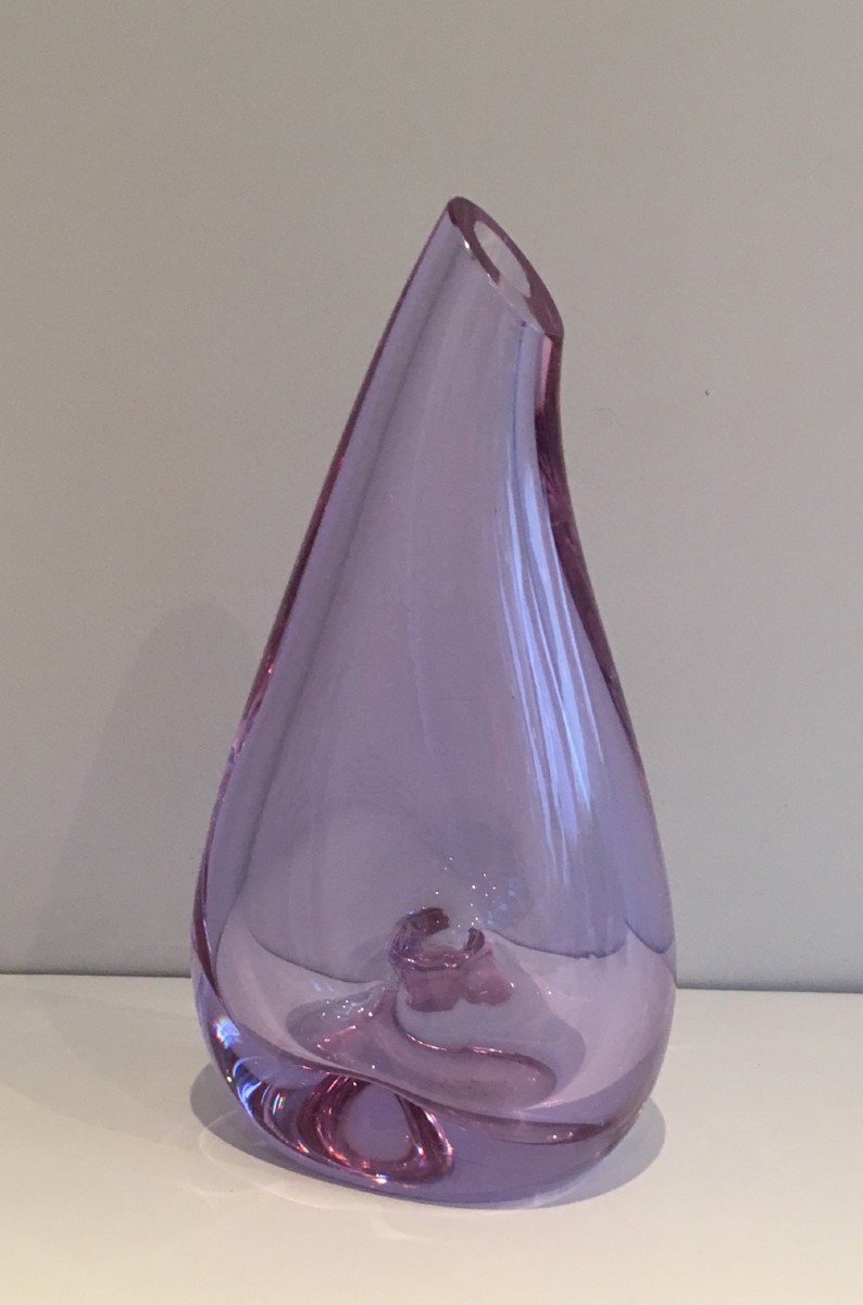 Glass Purplish-colored Pear-shaped Vase. French Work. Circa 1970