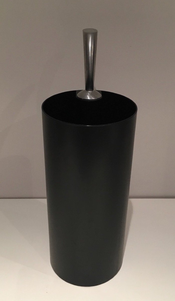 "golf" Black Plastic And Chrome Umbrella Stand. Italian Work Signed. Design By Archap In Italy Bt Inipress. Circa 1970-photo-2