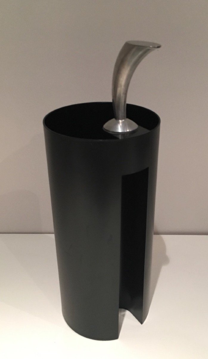 "golf" Black Plastic And Chrome Umbrella Stand. Italian Work Signed. Design By Archap In Italy Bt Inipress. Circa 1970-photo-3