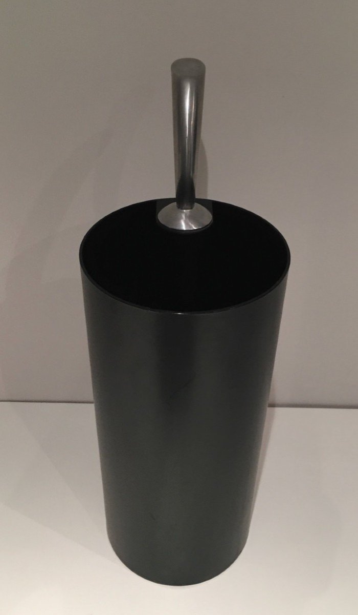 "golf" Black Plastic And Chrome Umbrella Stand. Italian Work Signed. Design By Archap In Italy Bt Inipress. Circa 1970-photo-2