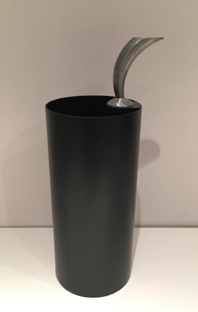 "golf" Black Plastic And Chrome Umbrella Stand. Italian Work Signed. Design By Archap In Italy Bt Inipress. Circa 1970-photo-5