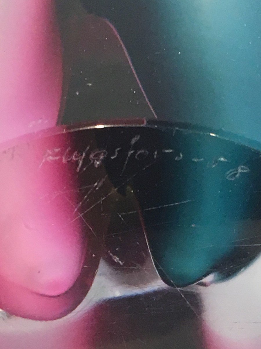 Multicolor Glass Coquille Vase. Sweedish Work Signed Flygsfors, 1956-photo-7