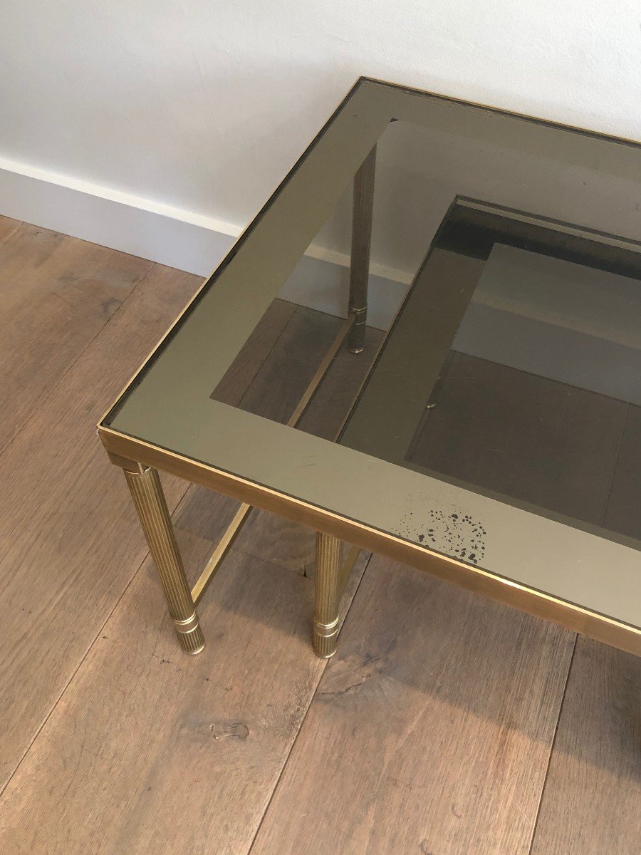 Brass Coffee Table With 2 Nesting Tables That Can Be Used As Side Tables. French Work. Circ 197-photo-4