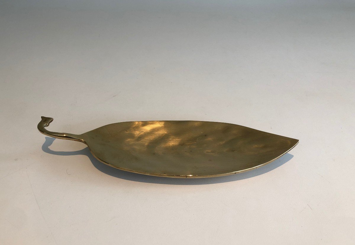 Brass Vide-poche Representing A Leaf. French Work. Circa 1970-photo-2